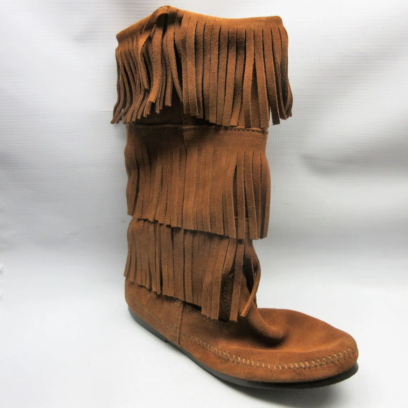 Minnetonka Boots Women 3 Layer Fringe in Brown Size 9