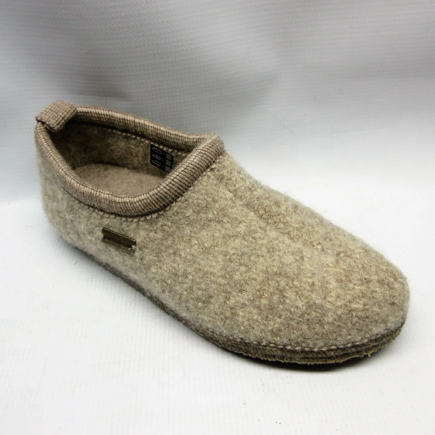 Haflinger Slippers Men and Women Freddie High-Backed Wool in Oat Size 39
