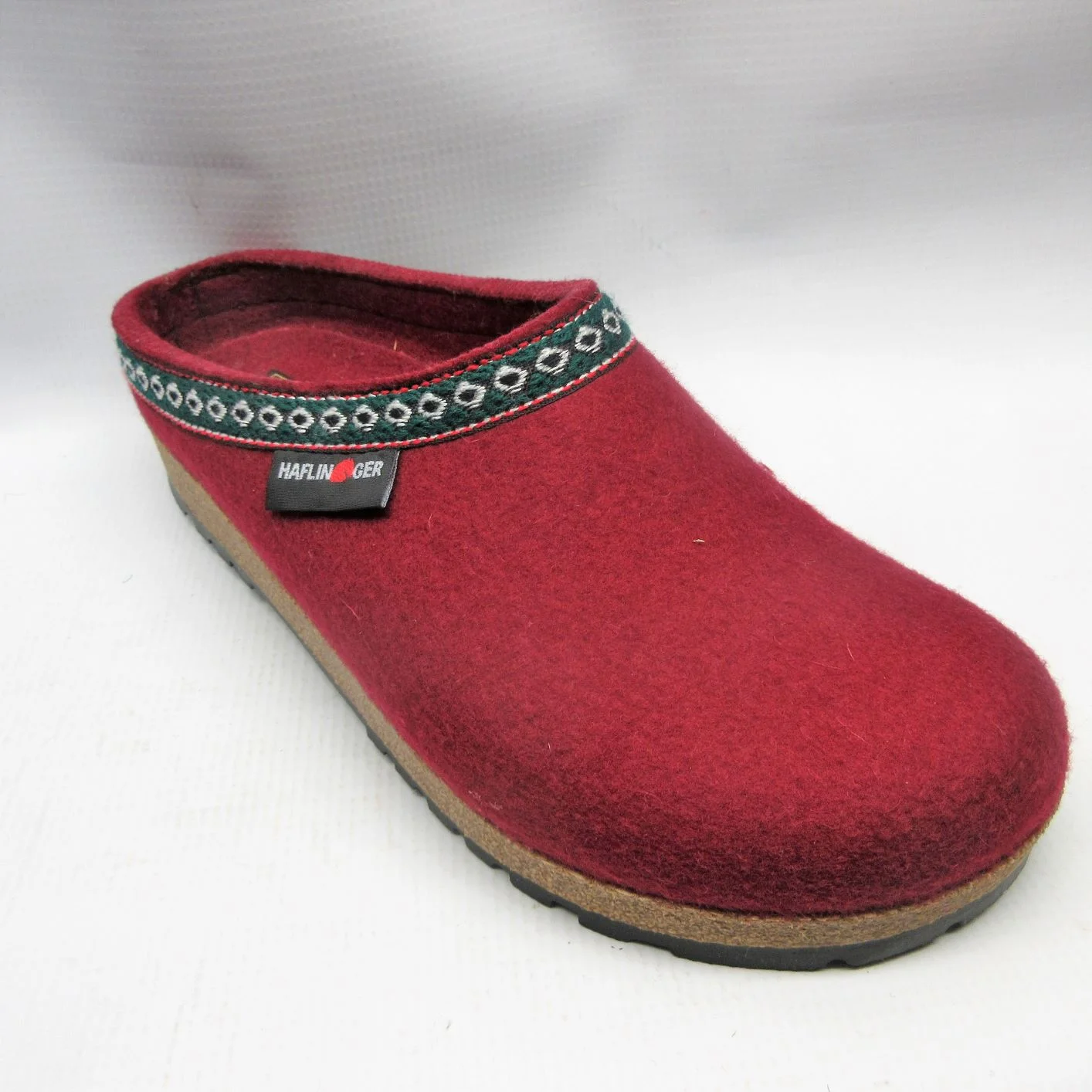 Haflinger Slipper Men and Women GZ33 Grizzly Clog Wool in Port Size 40