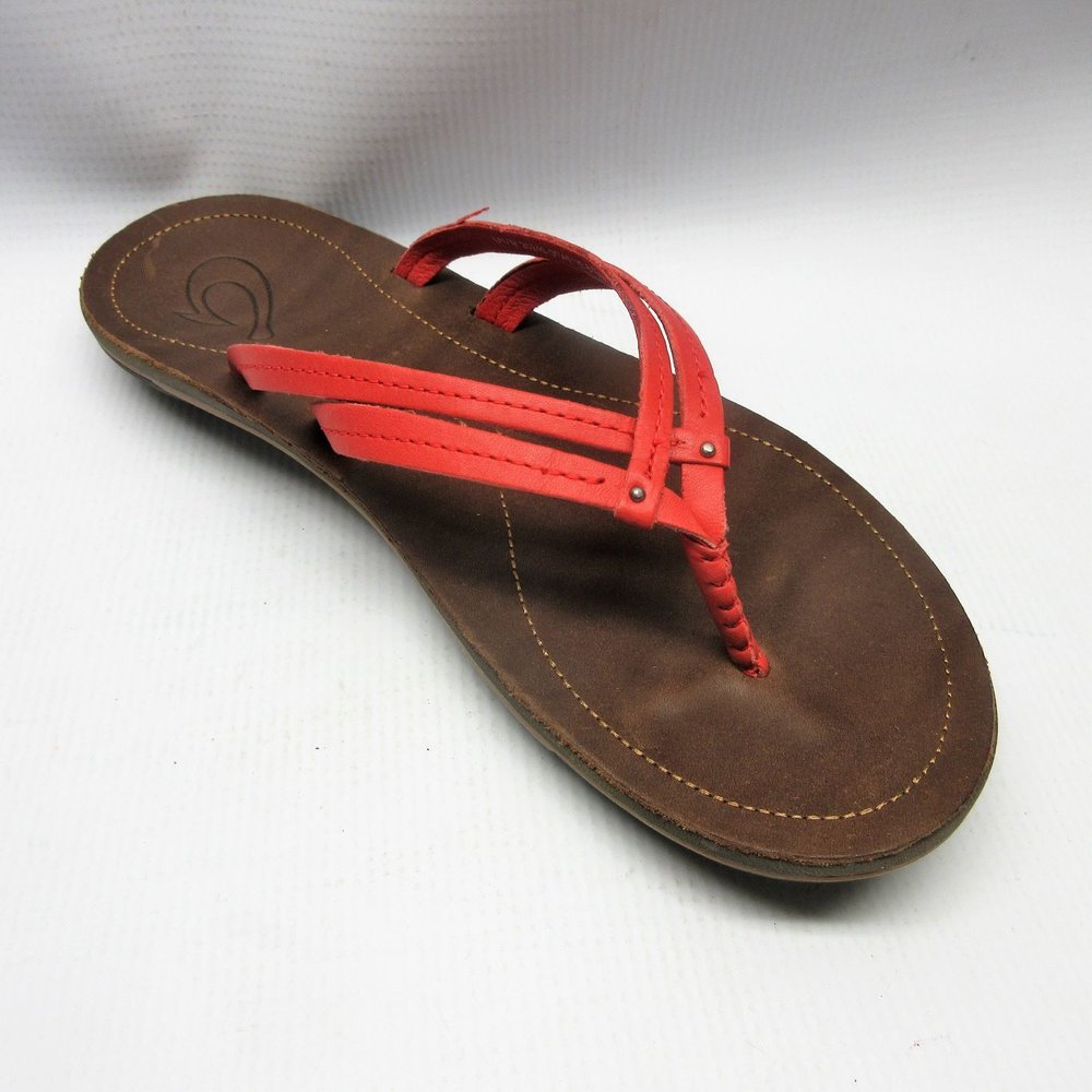 Olukai Sandals Flip Flops in Red Size 8 — Cabaline