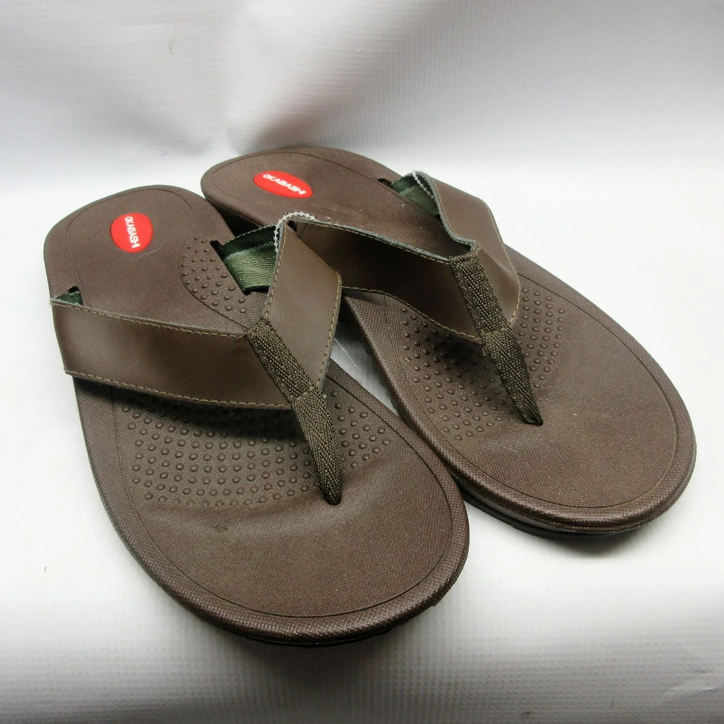 Okabaji Sandals Men Flip Flops in Brown Size 2XL