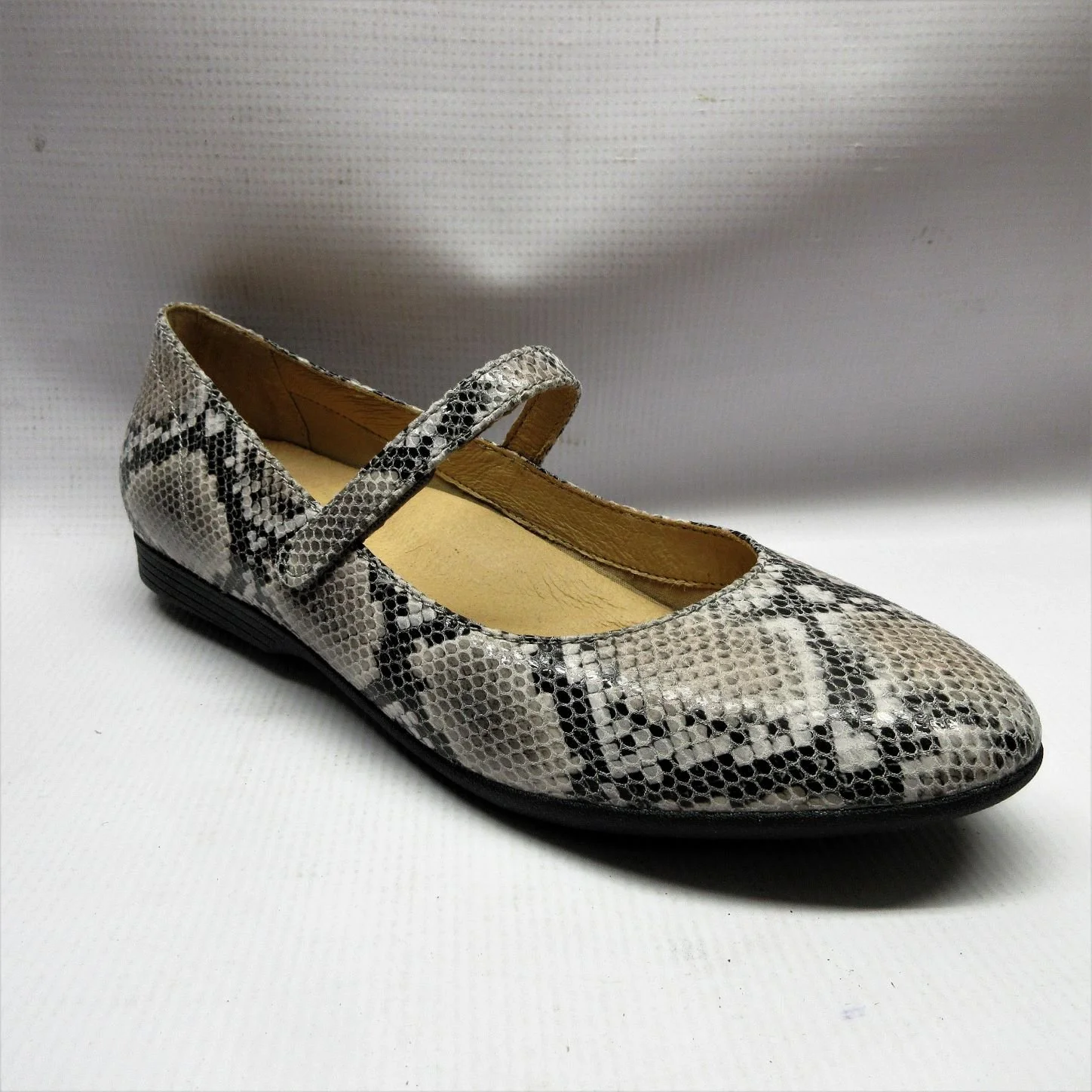 Dansko Shoes Women Lilly in Gray Snake.JPG
