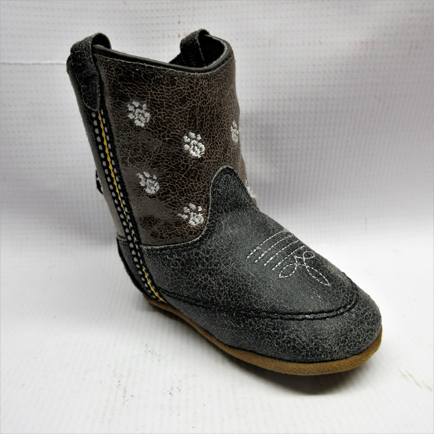 Old West Boots Children Poppet with Paws in Brown.JPG