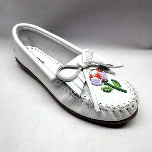 Minnetonka Thunderbird Animikii Hardsole - Mocassini Donna In Pelle Con Perline Native, Rosa, EU40