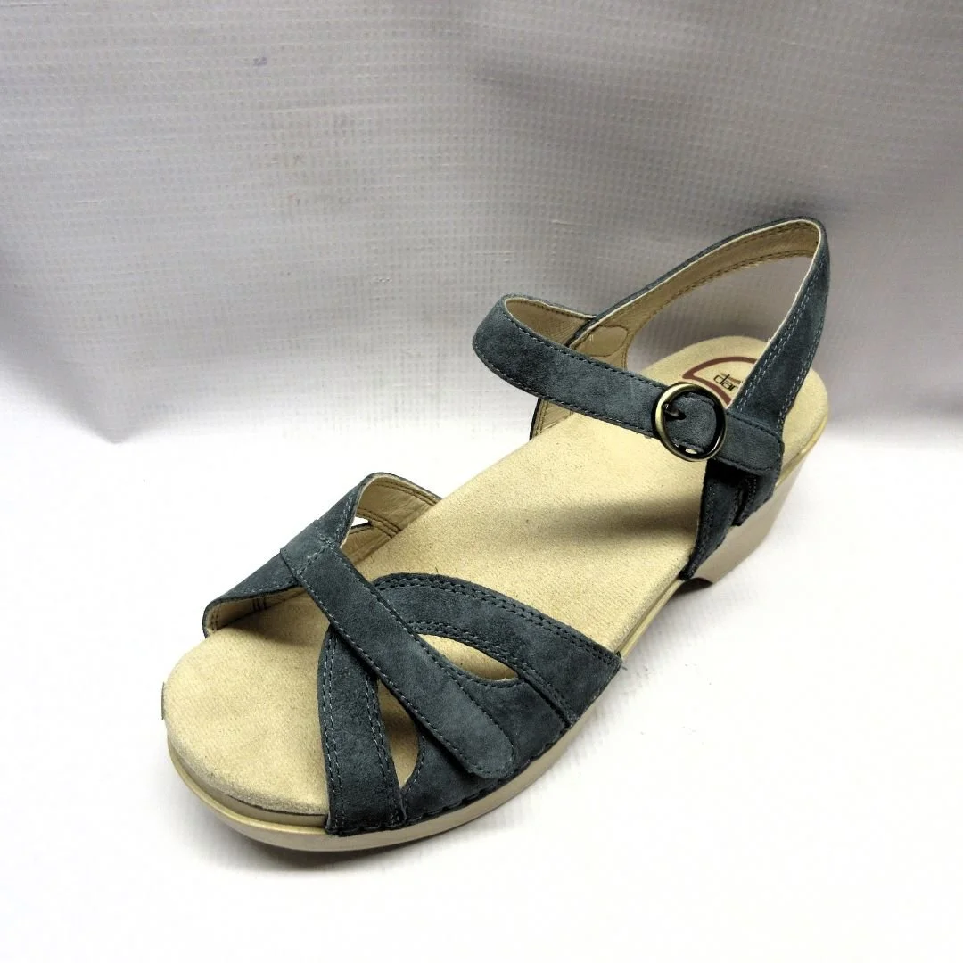 Dansko Sandals Women Season in Denim Left.JPG