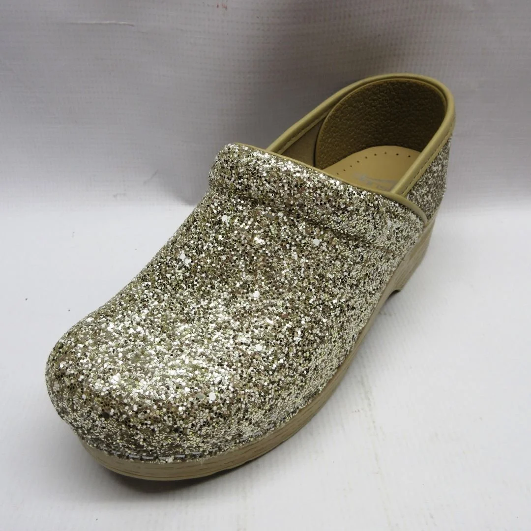 Dansko Shoes Women Professional in Champagne Glitter Left.JPG