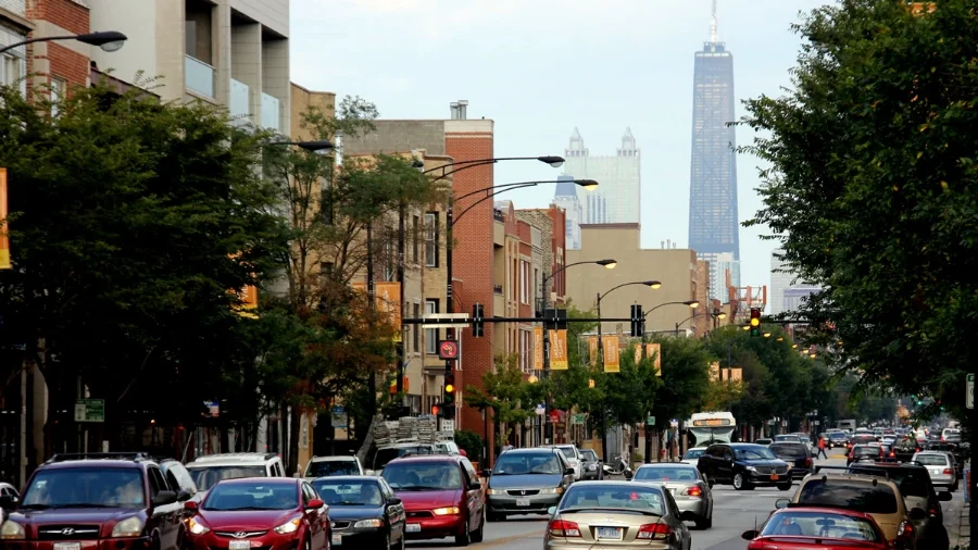 The view downtown from West Town’s Ukrainian Village