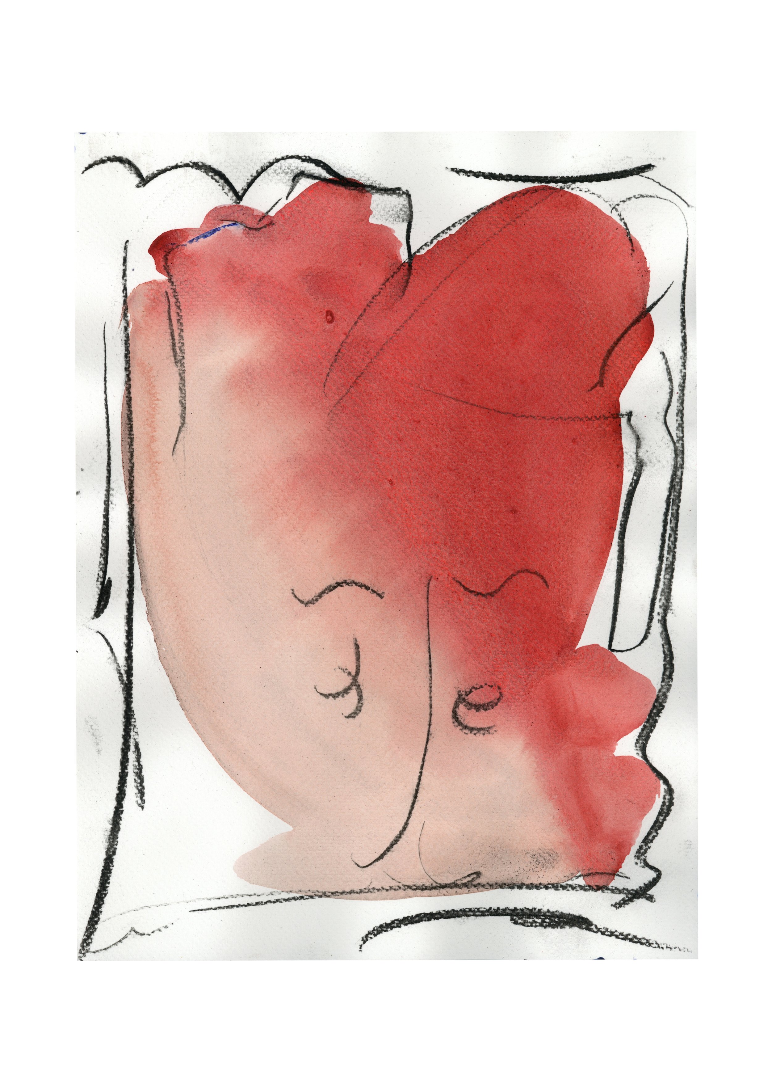   Torso (Blush)   2019  Acrylic and charcoal on watercolour paper  24 x 32 cm   