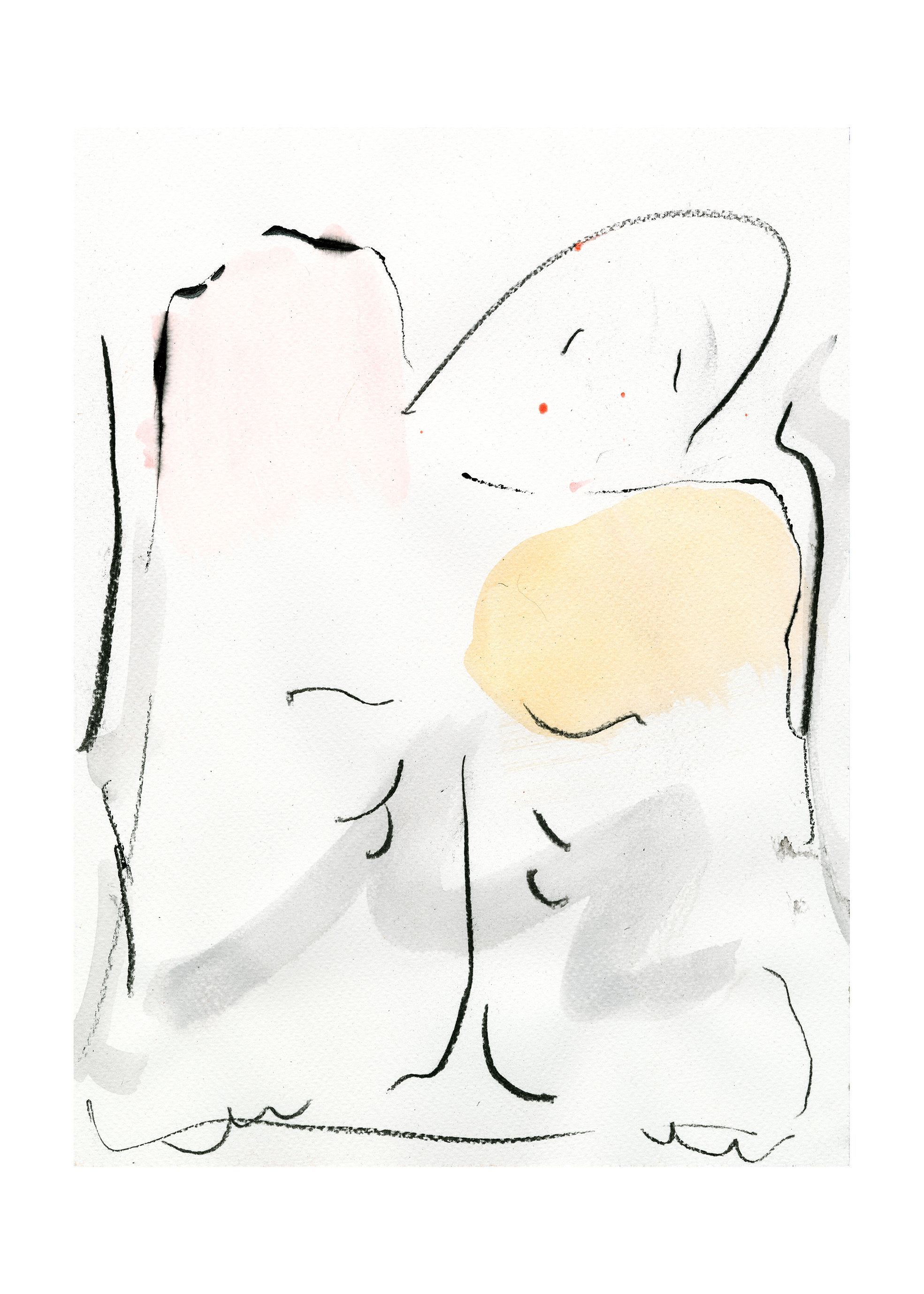   Torso (Heart)   2019  Acrylic and charcoal on watercolour paper  24 x 32 cm 