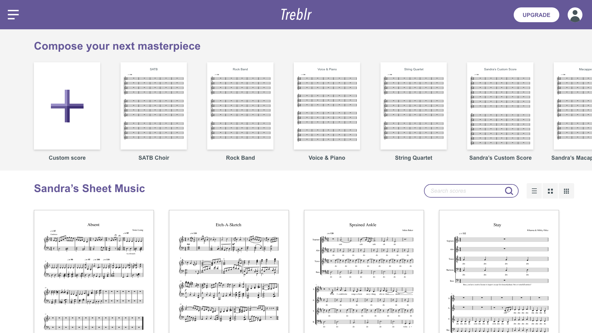 Treblr’s dashboard screen.