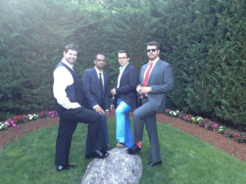 With Surag, Matt and John at Chris & Laura's wedding