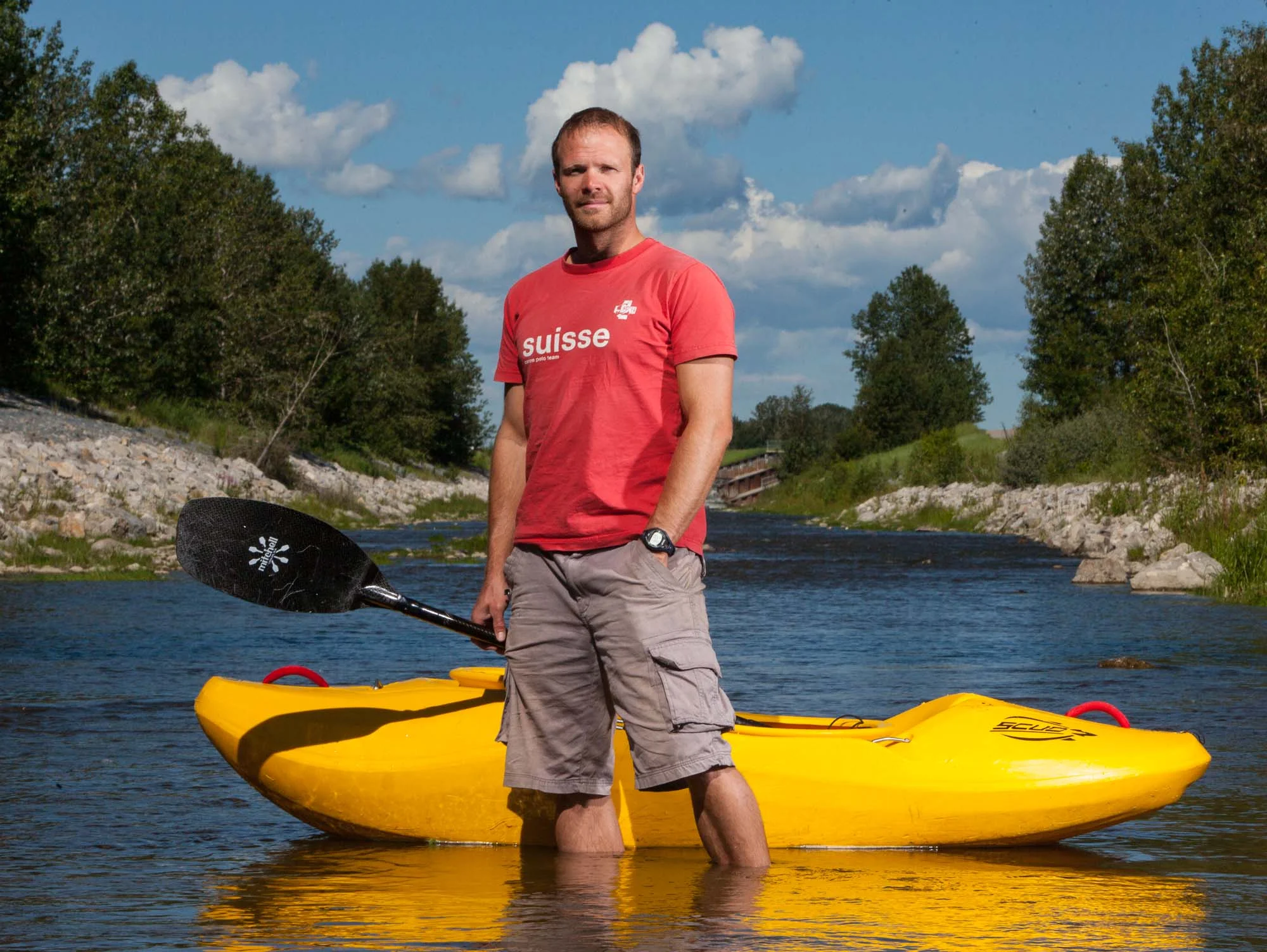 Keegan Smith in Bearberry Creek in Sundre, Alta. on July 6, 2012. Smith recently completed what may be the first-ever solo descent of the Red Deer River from Lake Louise to Sundre, starting on June 30 and finishing on July 3.
