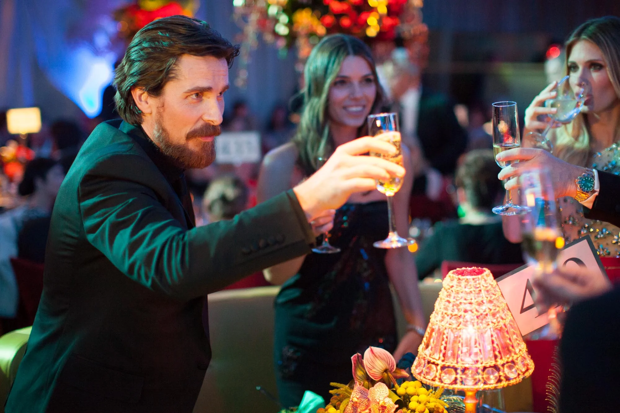 Christian Bale, the winner of the best supporting actor award for his role in "The Fighter," celebrates at the Governors Ball after the 83rd Academy Awards ceremony in Hollywood, Calif. on Feb. 27, 2011.