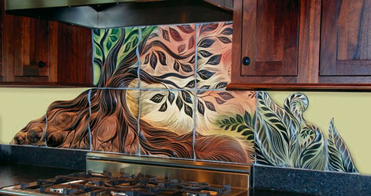 Q A Colors In Ceramic Sgraffito Art, Ceramic Art Kitchen Tile