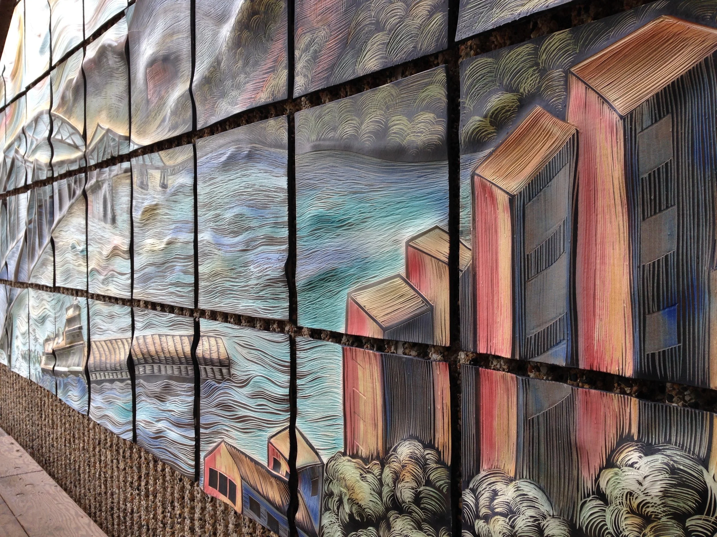 Lacrosse Wisconson Bridge Mural Detail Buildings and Boat.jpg