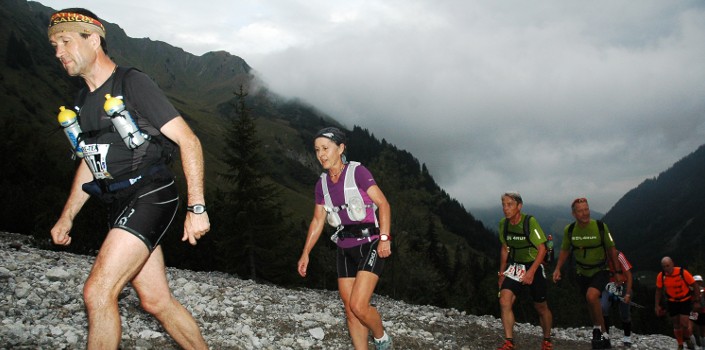 Trans Alpine race 2013, Russell and Denise 'enjoy' this demanding event.