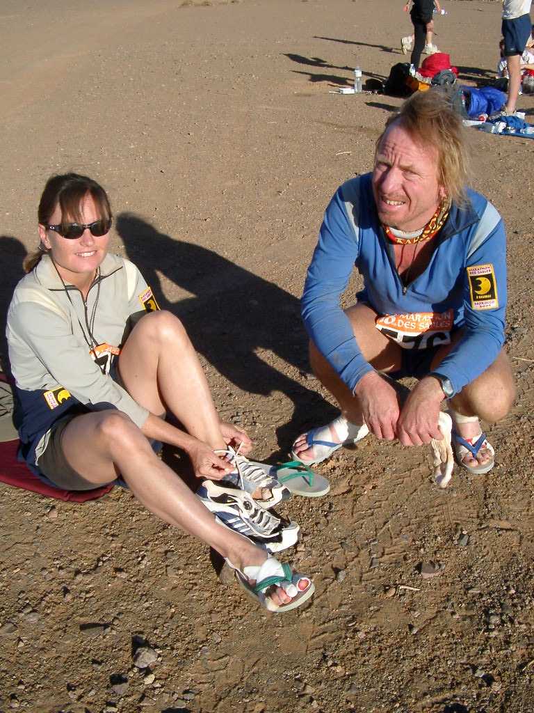 Painful feet and infected blisters can often be avoided with shoe selection, gaiter choice and terrain practice. This lady was one of the most courageous I have ever seen but I believe it could have been avoided.