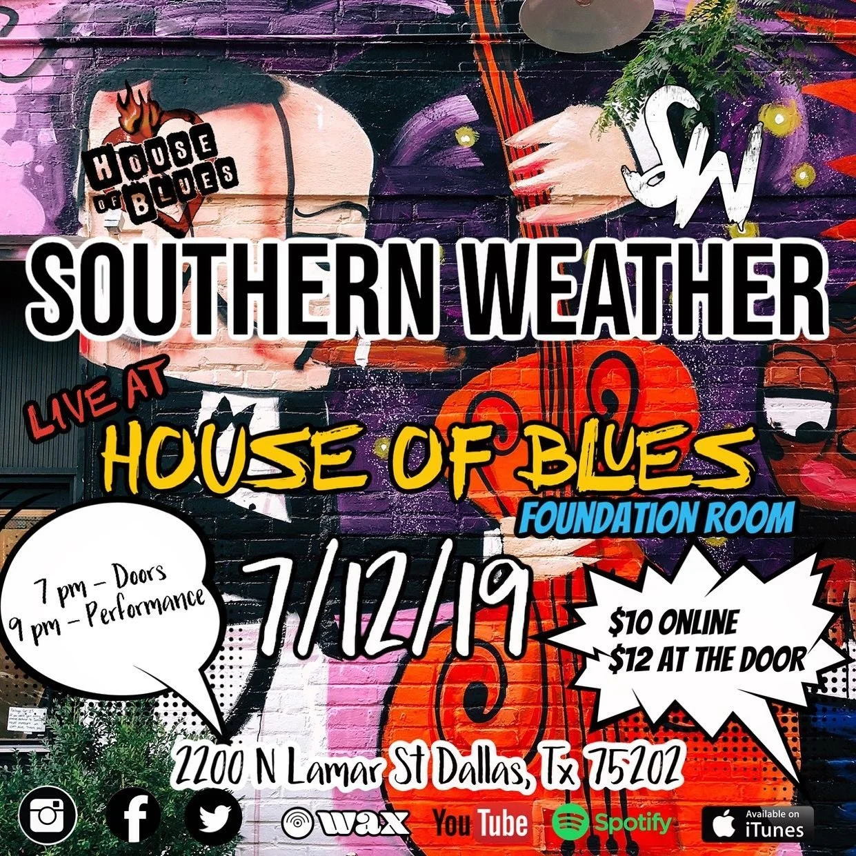 ****FREE TICKET GIVEAWAY****
How to enter:
1. Share your favorite flier for our upcoming 7/12/19 #debut show @hobdallas @foundationroomdallas 
2. Tag @southernweatherband 
3. Tag two friends

Winner announced 7/9/19!