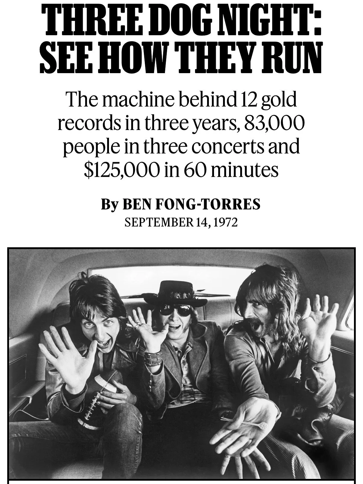 September has historically been a big month for Three Dog Night! In September of 1972, Three Dog Night was featured on the cover of @rollingstone magazine!  The article is still available on Rolling Stone&rsquo;s website.  The article was written by 