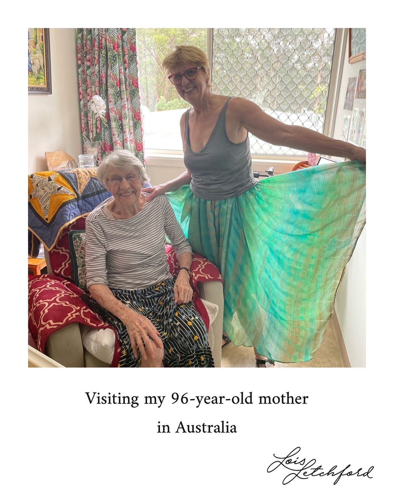 Visiting my 96-year-old mother - who now has Alzheimer's. 
(She lives in Australia, &amp; this is my first visit home since the pandemic. My dad died in February 2022 aged 98 1/2)

I wore a dress, made by my designer friend Kimiko, from silk. My moth