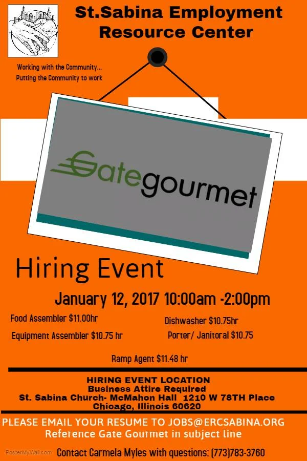 Gate Gourmet Hiring Event St Sabina Employment Resource Center Gate Gourmet Hiring Event St Sabina Employment Resource Center