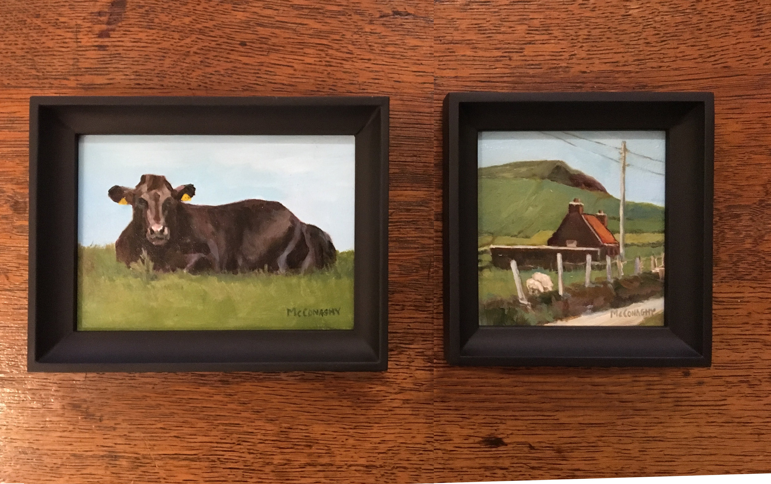 HERE IS A NICE GROUPING OF TWO SMALL PAINTINGS !