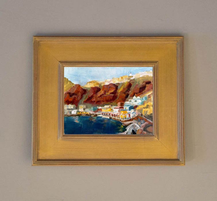  Ammoudi Bay, Santorini Greece  12” x 10”    oil on panel  $200.00 