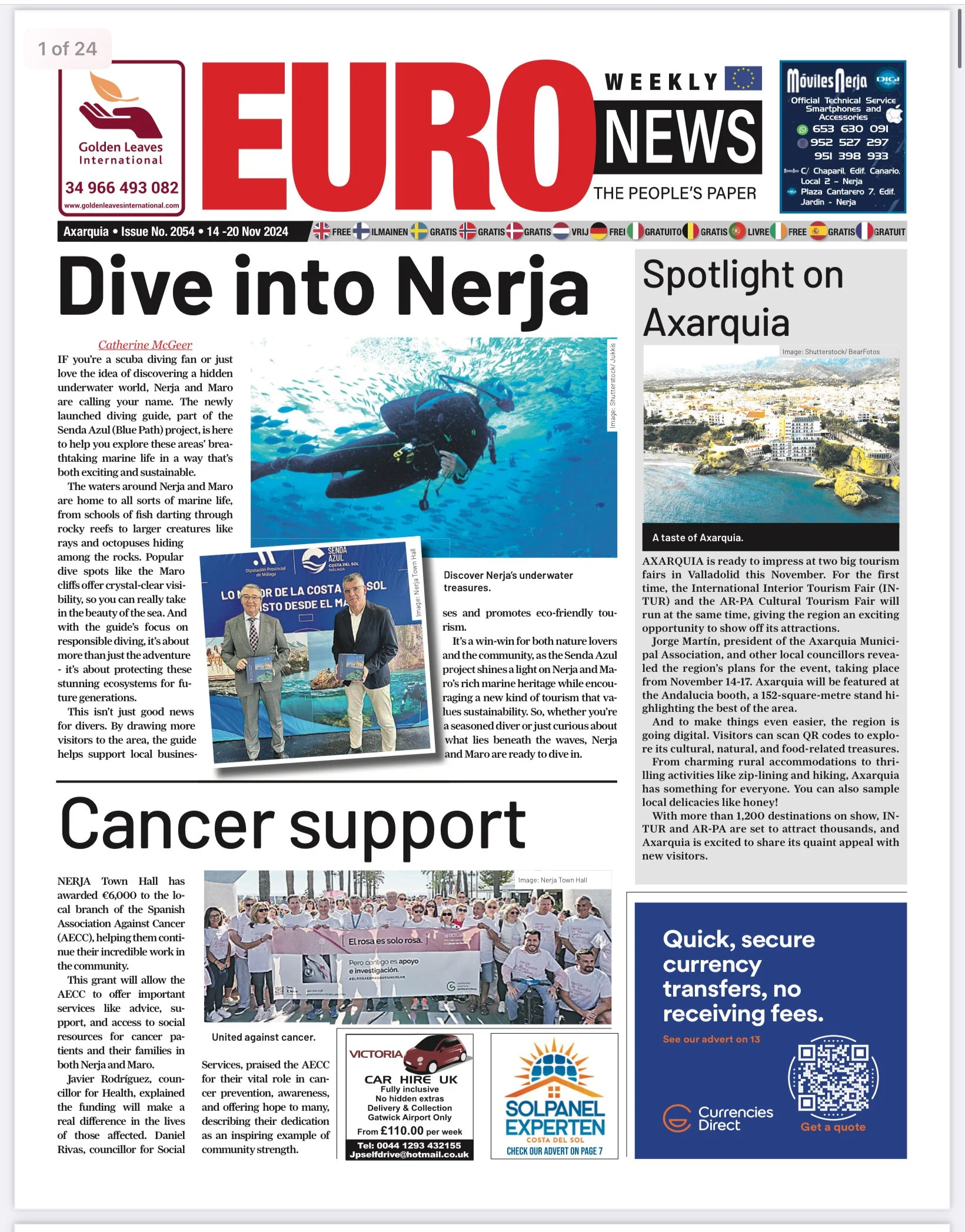 Euro weekly news front page.JPEG