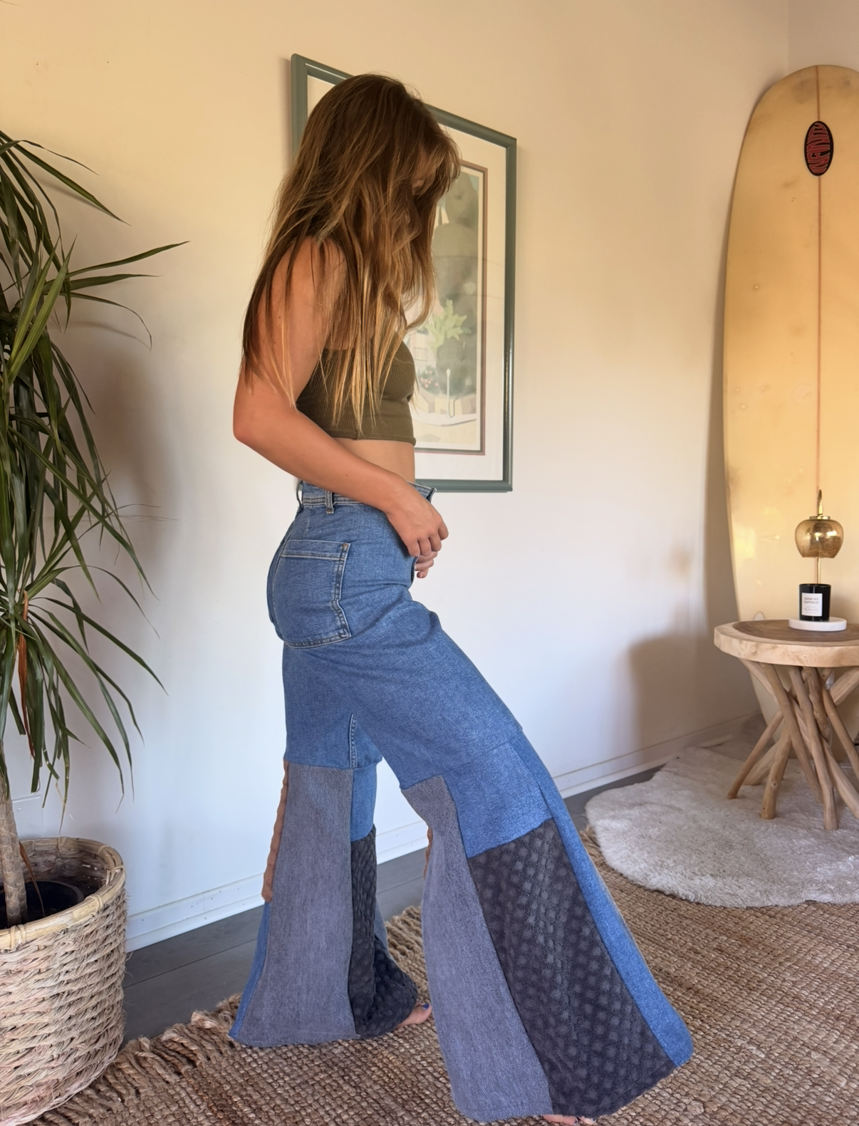 Zara Towel Patchwork Bell Bottoms