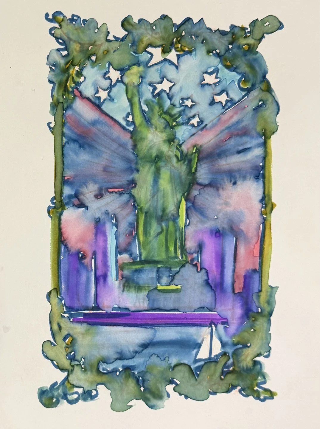 Watercolor Statue of Liberty