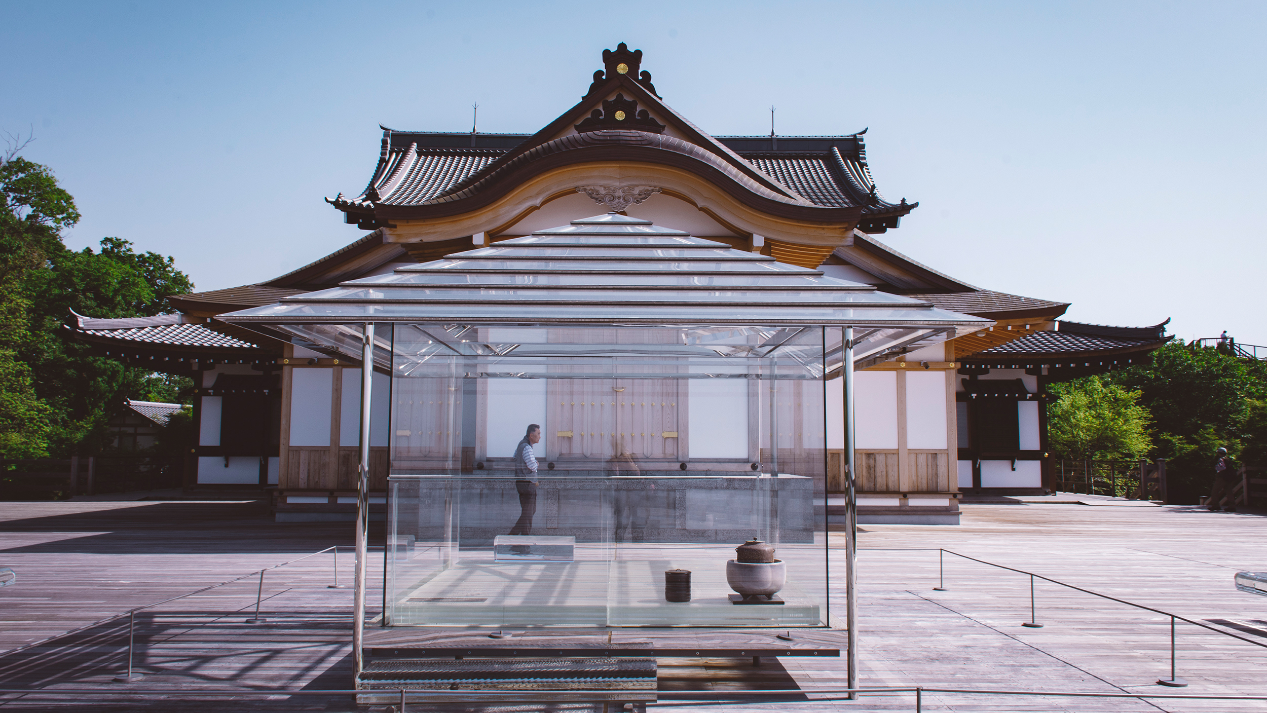 Seiryuden Temple. Kyoto. It features a glass temple installation on its observation deck. 