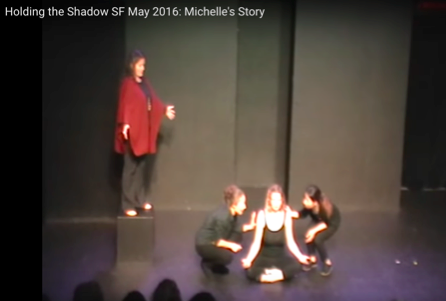 Screenshot from recording of "Michelle's story", one of seven skits