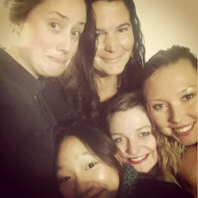 elated cast members backstage after the performance!