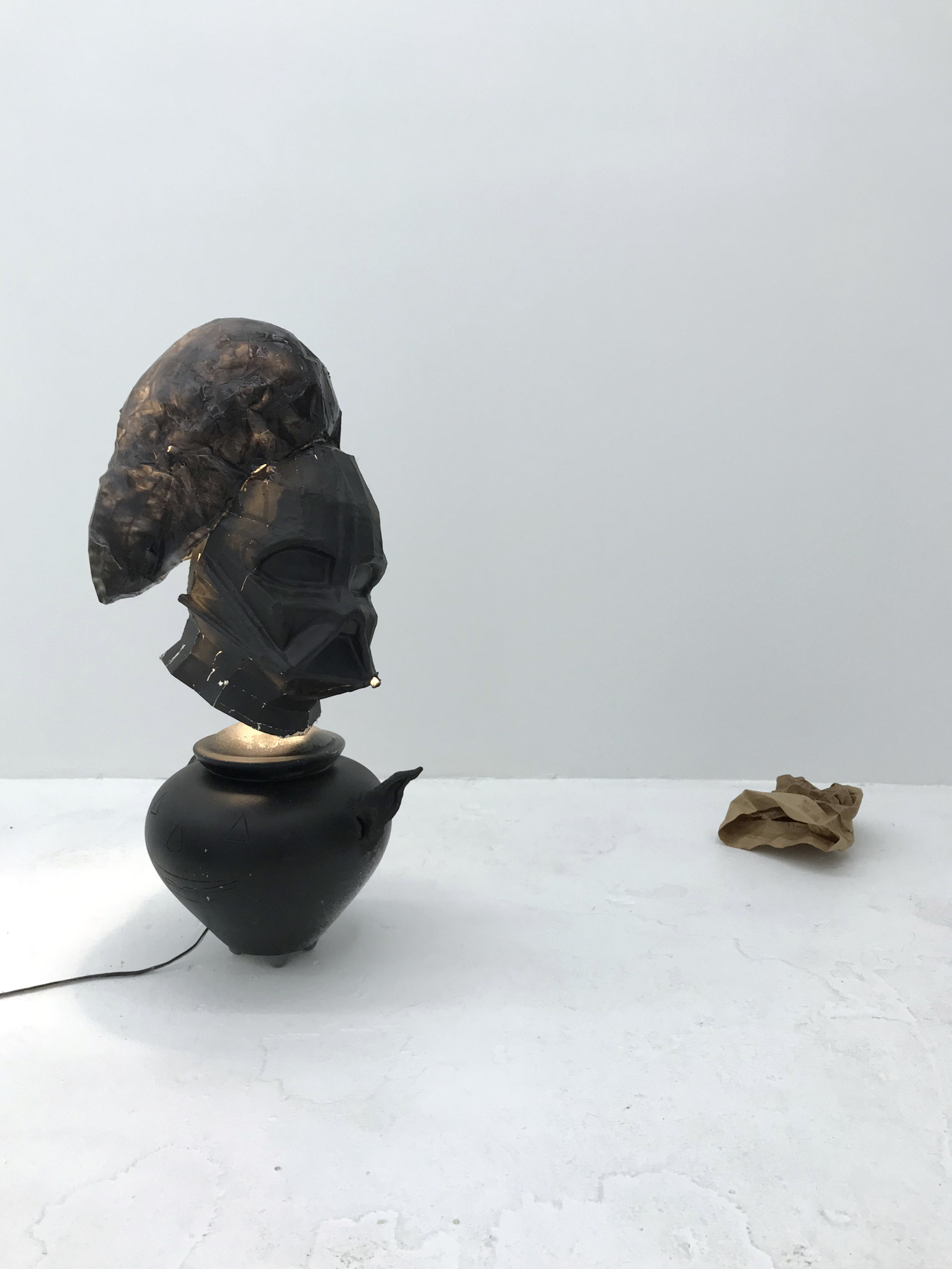  Daniel Klaas Beckwith  artifacts left by a vanishing body, &nbsp;2017 (lamp);  spooky trash , 2017 