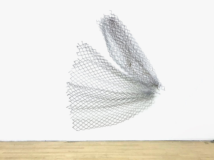  Sean Donovan  Untitled , 2018 acid soaked galvanized chain-link fencing, screws 83 x 72 x 9 inches (211 x 183 x 23 cm) (SD46) 