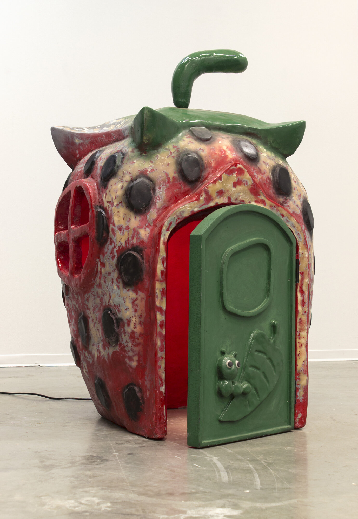  Sam Shoemaker  Duck Meat’s notorious strawberry surprise , 2019 Fiberglass, auto paint, resin, wood, light, electrical cord, flocking 60 x 49 x 50 inches (152 x 124 x 127 cm)  