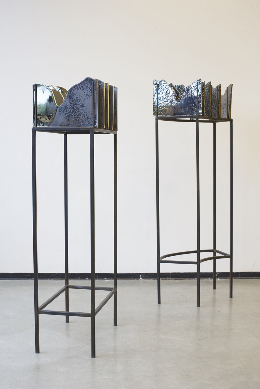  Randi Renate  sonic metrics of the izu-bonin,  2019 glazed ceramic, steel, wax 59 x 24 x 16 inches (150 x 60 x 40 cm) 