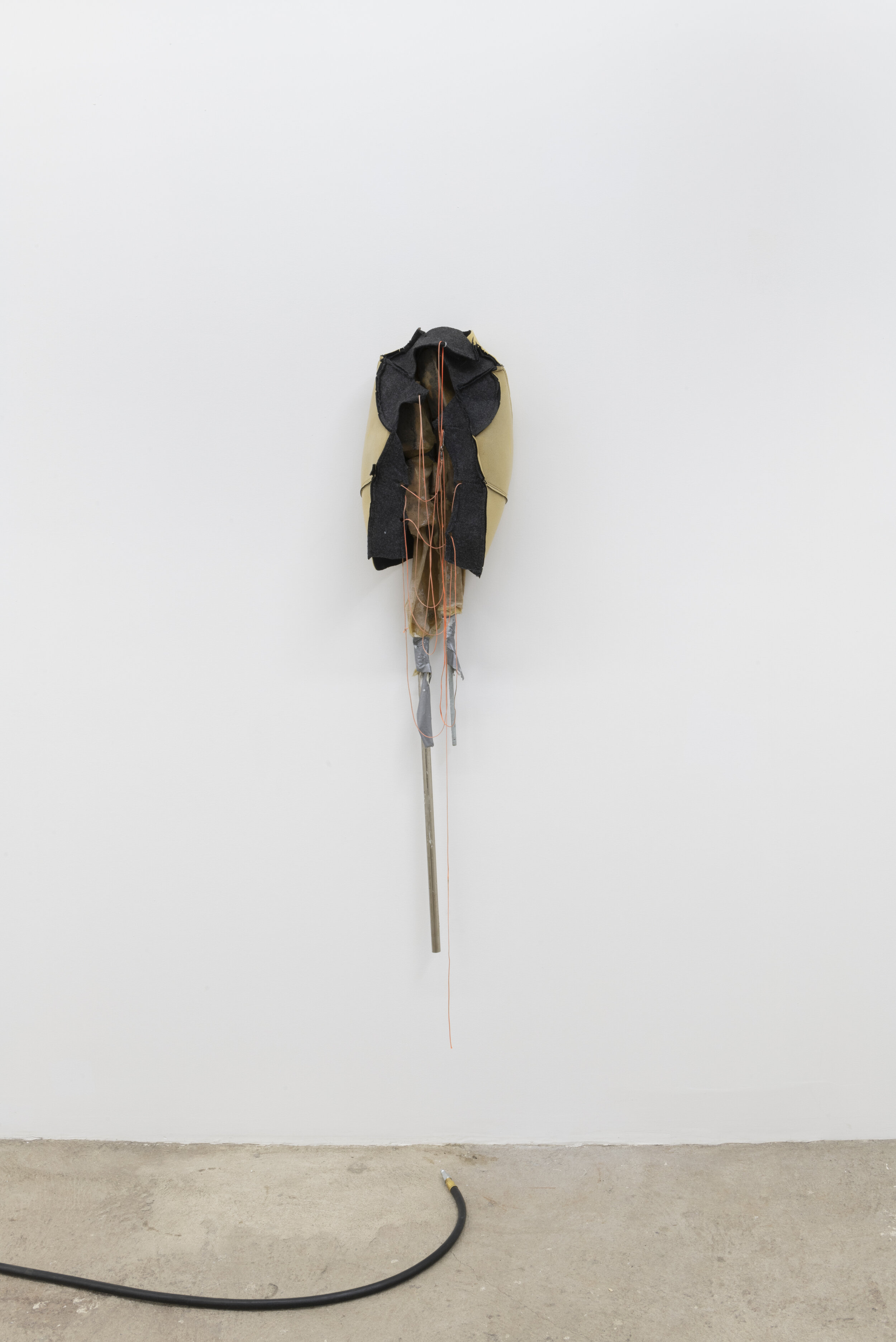  Vladislav Markov  Untitled , 2020 vulcanized rubber, auto upholstery,  fishing string, duct tape, monoglyceride  59 x 12 x 8 inches (150 x 31 x 4 cm) VM18 