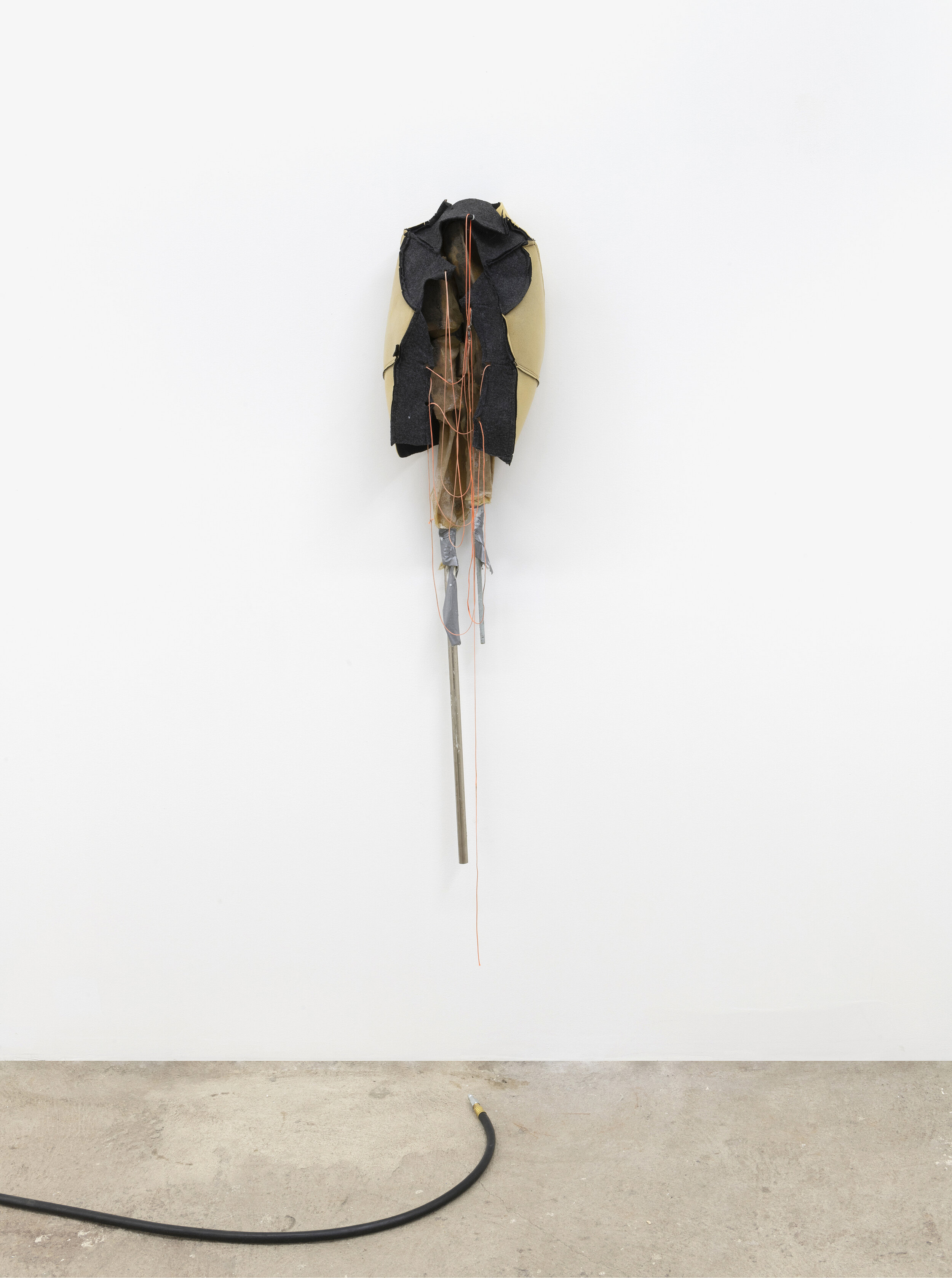  Vladislav Markov  Untitled , 2020 vulcanized rubber, auto upholstery,  fishing string, duct tape, monoglyceride  59 x 12 x 8 inches (150 x 31 x 4 cm) VM18 