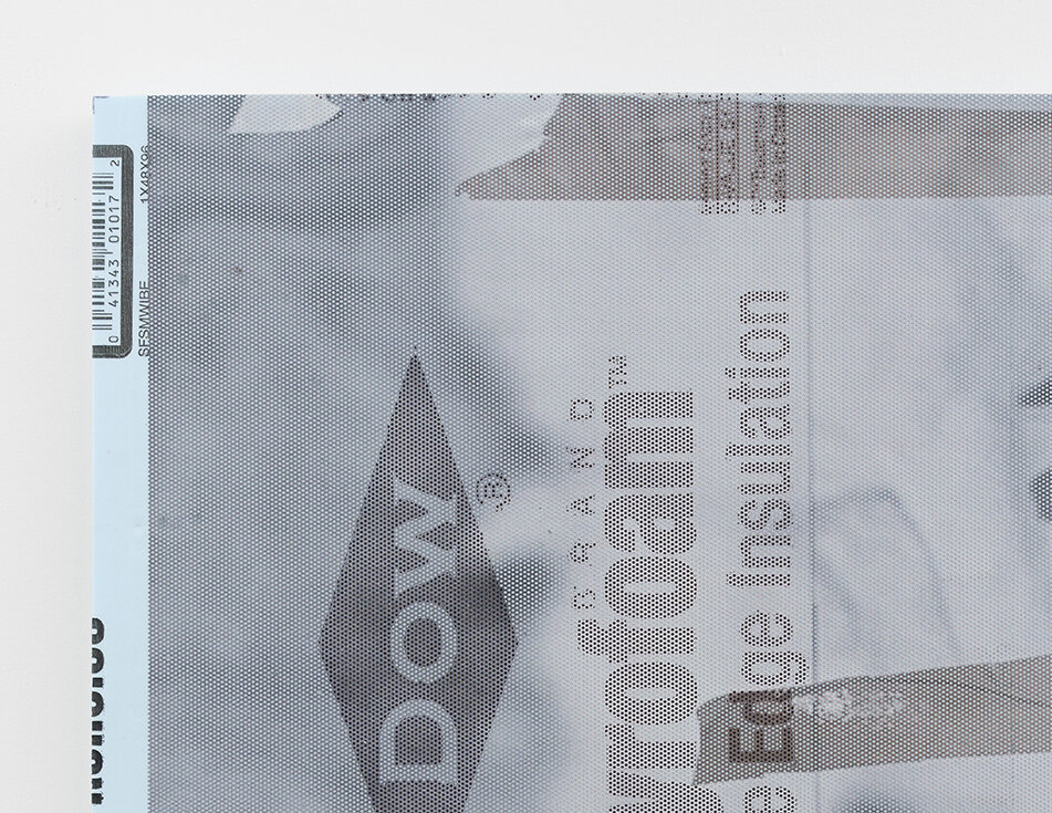  Sean Donovan  Dow/Dupont Chemical , 2020 (detail) foamboard, inkjet on perforated window decal  28 1⁄4 x 23 x 1 inches (72 x 59 x 3 cm) SD53 
