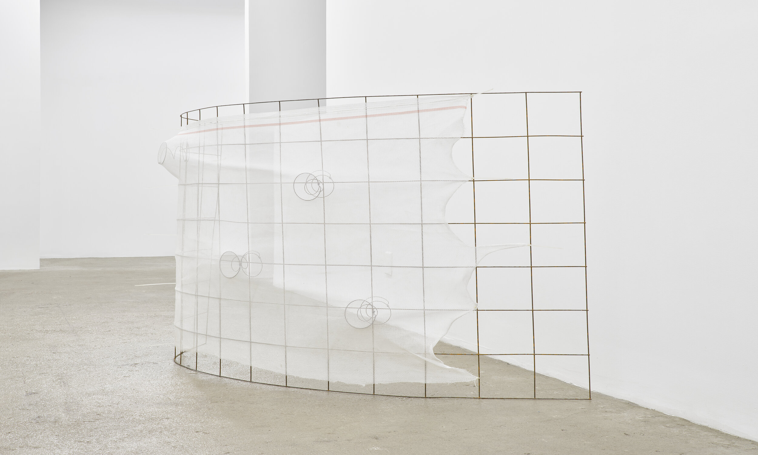  Bat-Ami Rivlin  Untitled (remesh, 4 springs, net, zip locks), 2019  steel wire remesh, springs,  debris safety netting, cable ties  42 x 69 x 27 inches (107 x 175 x 156 cm) BR9 