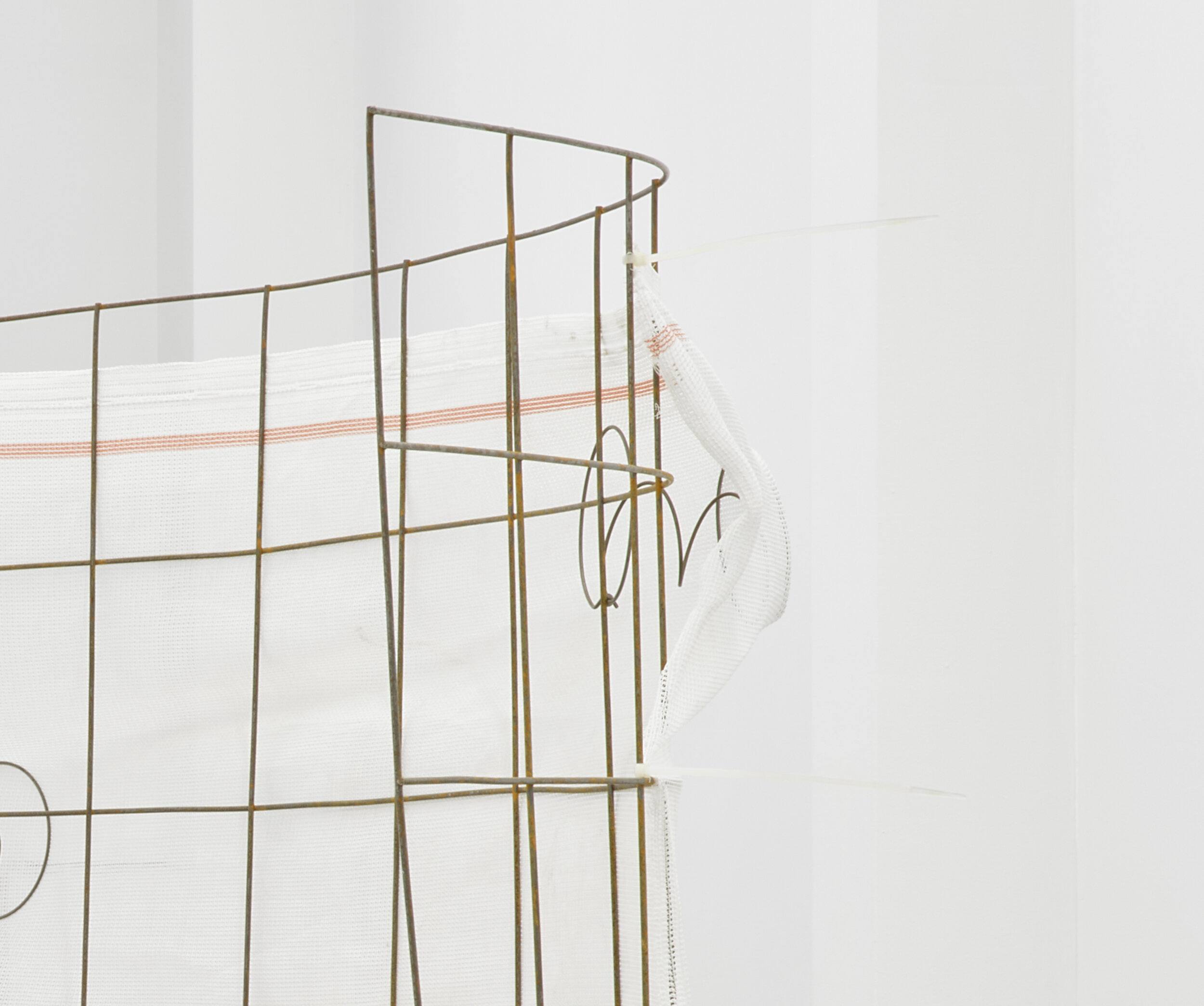  Bat-Ami Rivlin  Untitled (remesh, 4 springs, net, zip locks) , 2019 (detail)   steel wire remesh, springs,  debris safety netting, cable ties  42 x 69 x 27 inches (107 x 175 x 156 cm) BR9 