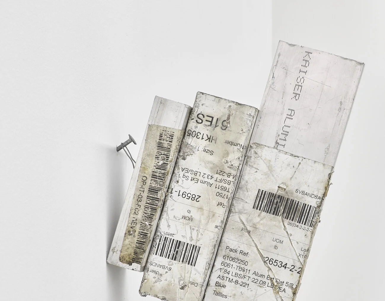 Chadwick Rantanen Crux Simplex , 2019 (detail) Aluminum cutoffs, steel 10 7/8&nbsp;× 2 5/8 × 7 1/2 inches (28 × 7 × 19 cm) CR2 (CR1736) 