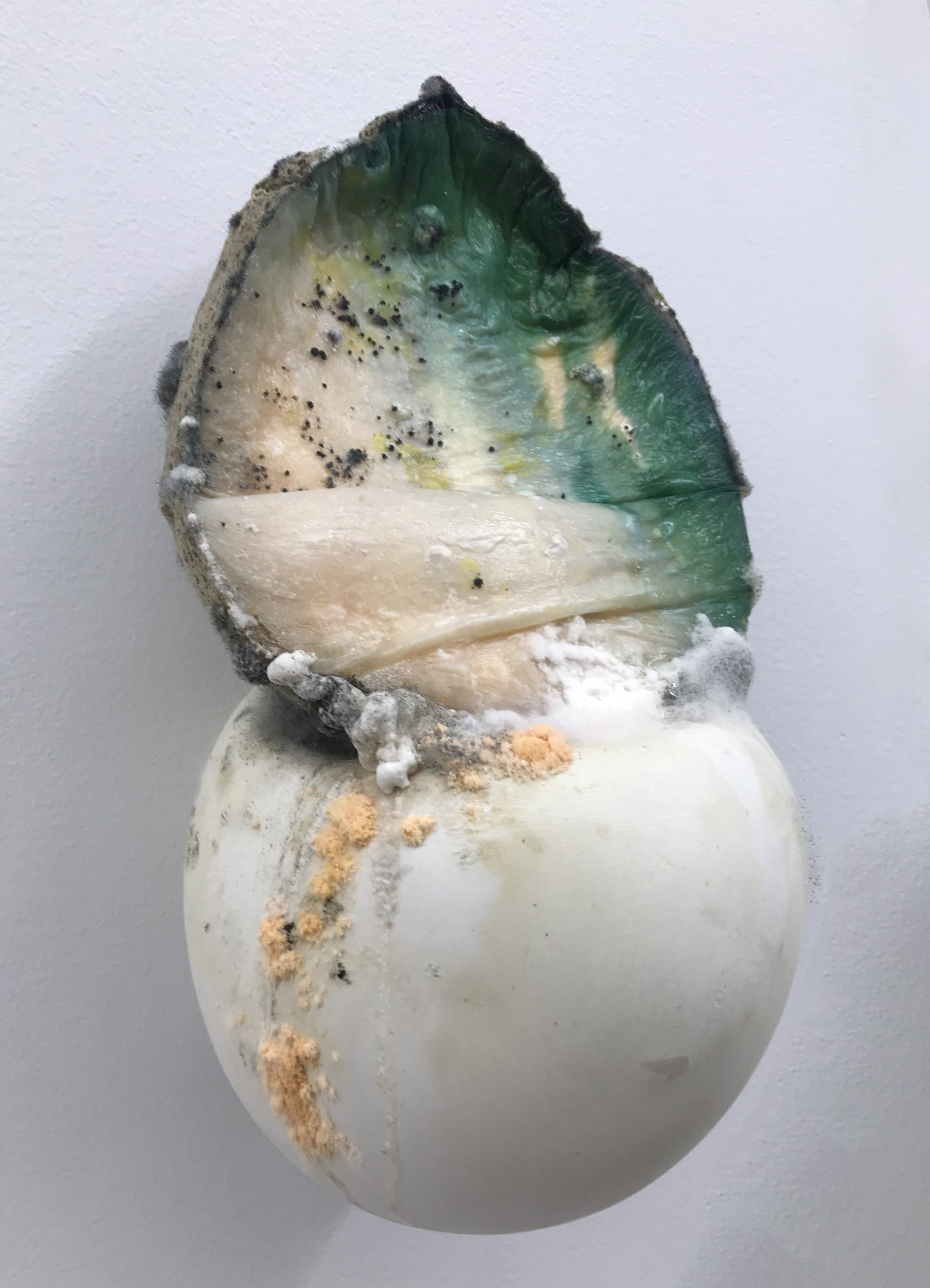  Karinne Smith  Keeper 4 , 2021 (detail; 30 October 2021) Found photograph, melon, collagen, glass beads, plaster, plexiglass, resin, hardware 29 x 20 x 8 inches (74 x 51 x 20 cm) (KS7) 