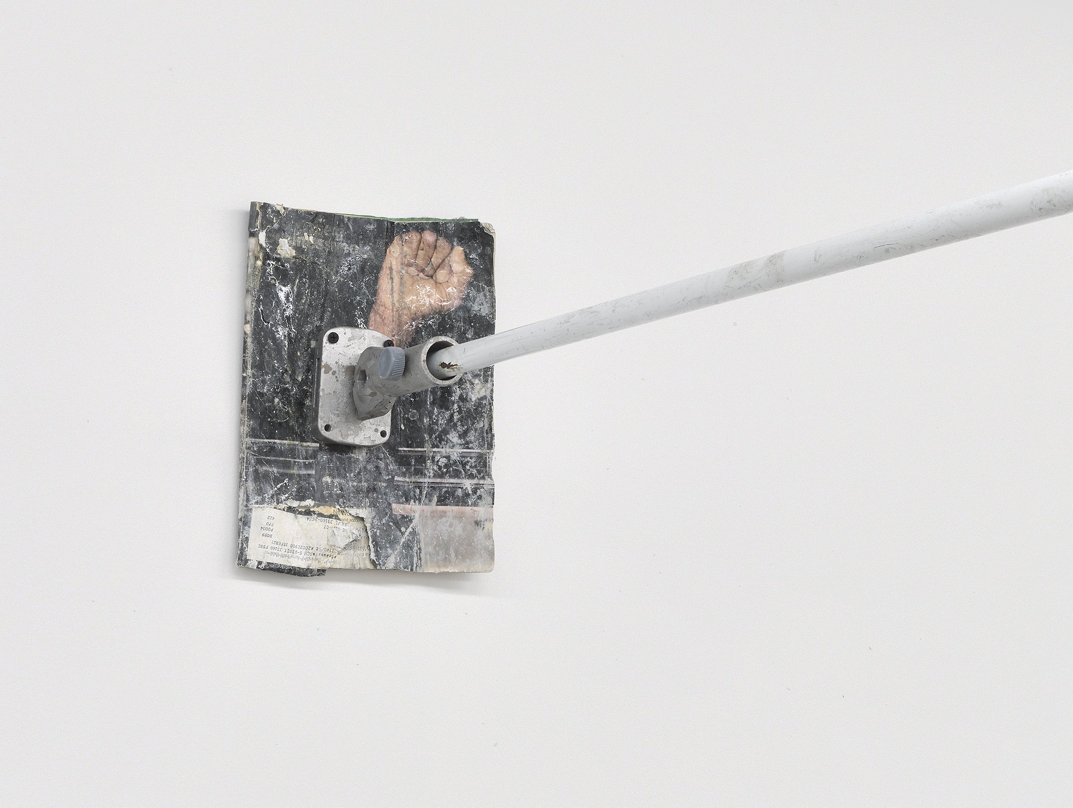  Elzie Williams III  Untitled , 2020 (detail) magazine, flagpole bracket, broomstick, acrylic  8 x 44 inches (20 x 112 cm) (EW2) 