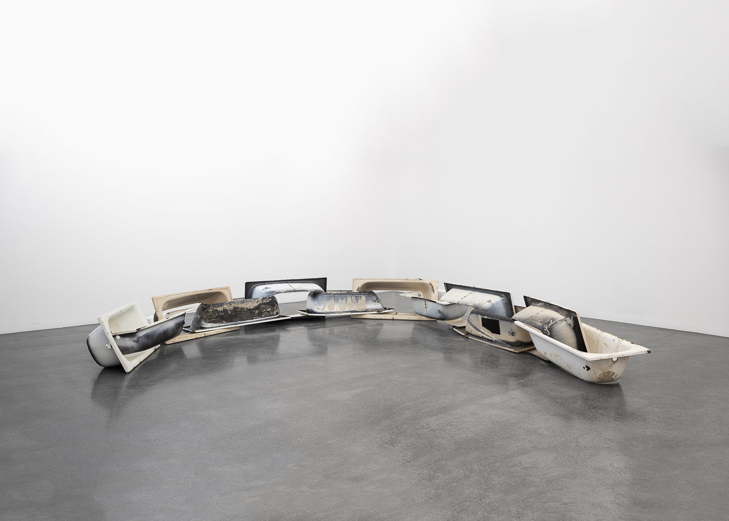  Bat-Ami Rivlin  Untitled (12 tubs) , 2022 twelve tubs dimensions variable to installation Photos by Sergio Acosta via Tenerife Espacio de las Artes, Tenerife, Spain from the exhibition  COLAPSO  on view   02 July - 18 September 2022 BR48 