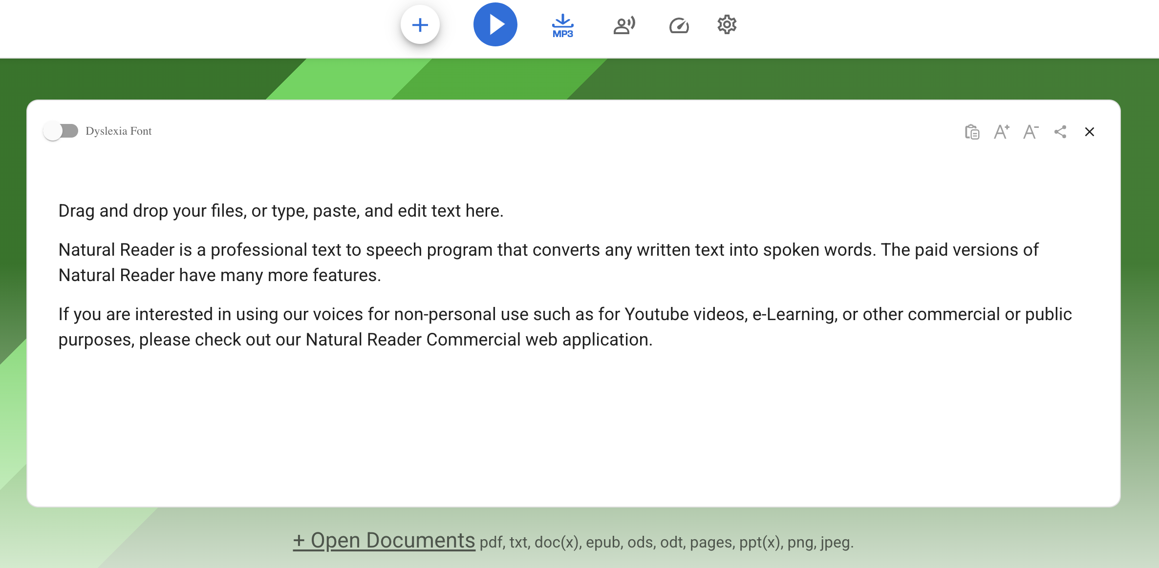NATURAL READER IS A PROFESSIONAL TEXT TO SPEECH PROGRAM