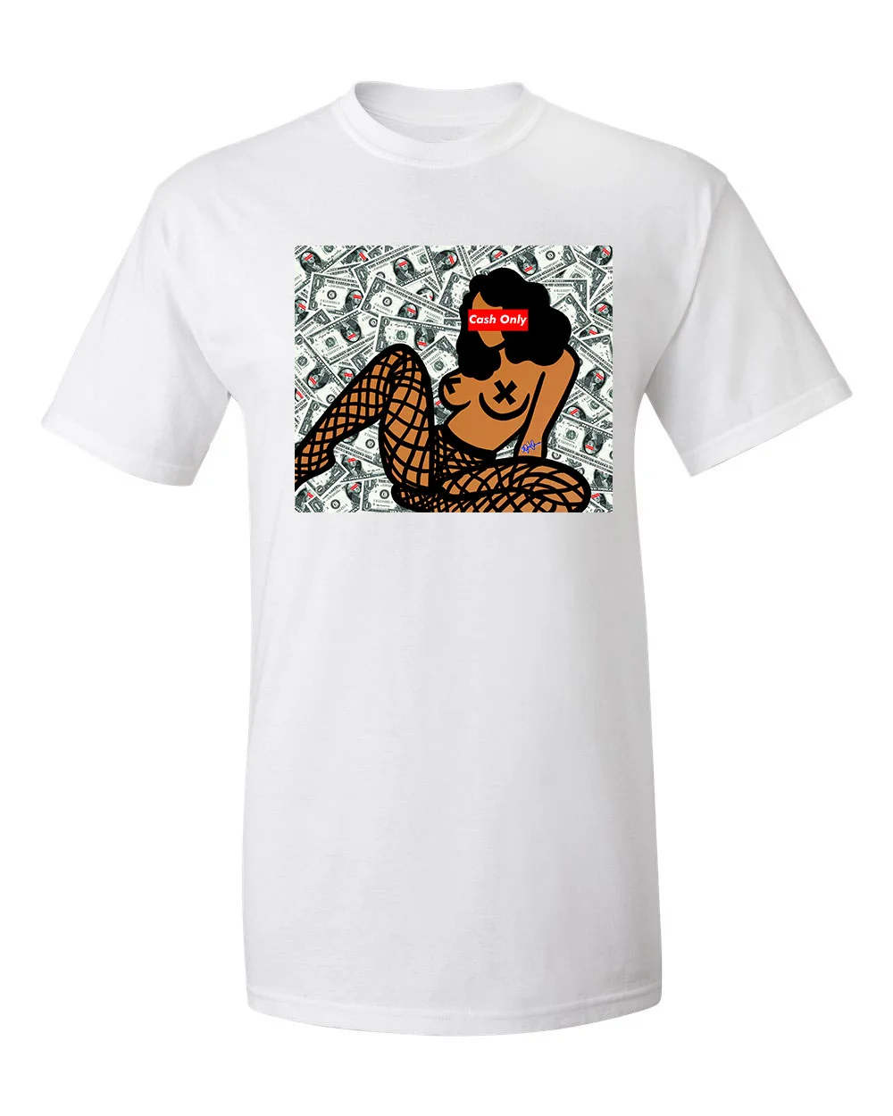 cash only (carmel - white tee).jpg
