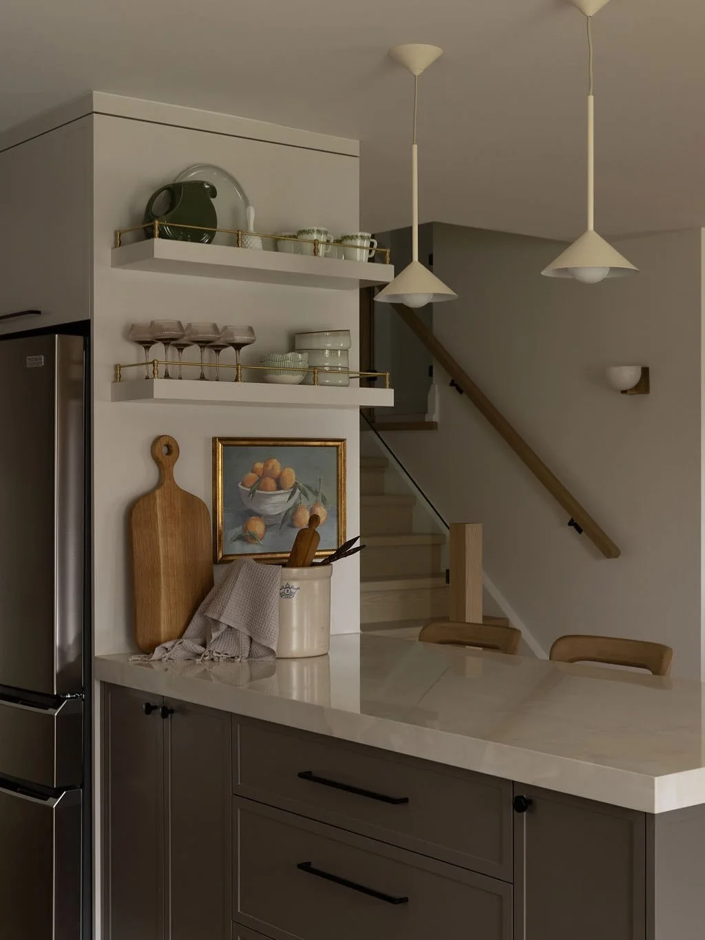 A peninsula designed for the everyday - messy breakfasts, weekday homework, tiny sous-chefs pulling up a stool, and Sundays shared as a family. The quiet heart of the home.
✨Swipe for before✨

#ProjectJenner
Build | @lucon.inc 
Photography | @bheathe