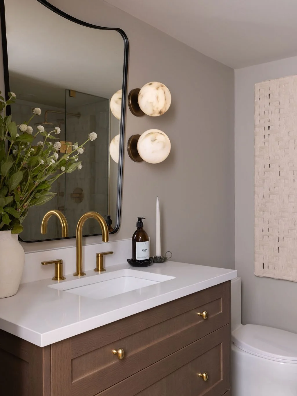 A thoughtful little basement bathroom. Designed to make you pause&hellip; or even linger.

#ProjectLamb
Build | @lucon.inc 
Photography | @bheathertownsend 

#KatRoseDesign #InteriorDesigner #BathroomDesign #SlowLiving #ThoughtfulDesign #InteriorDeta
